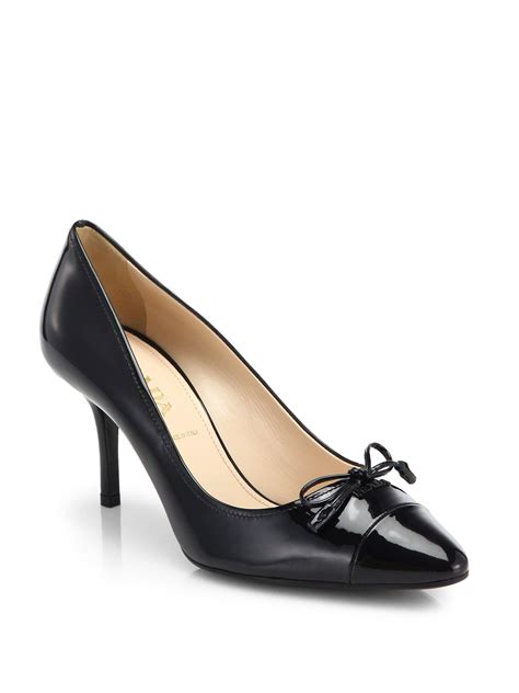 prada black leather bow pumps|prada ankle boots.